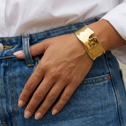 Crimped Golden Kada Bracelet