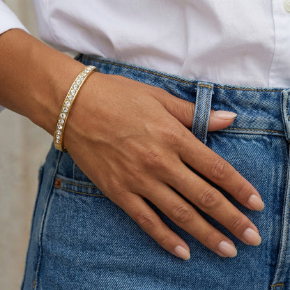 Elegant Zirconia Studded Gold Bracelet