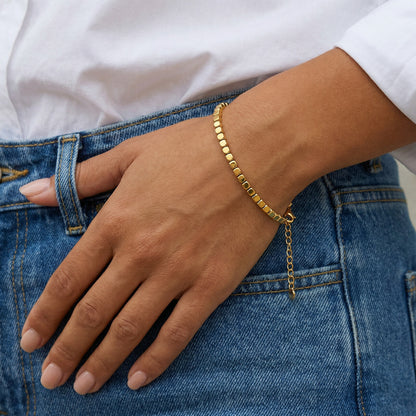 Gold Cube Chain Bracelet