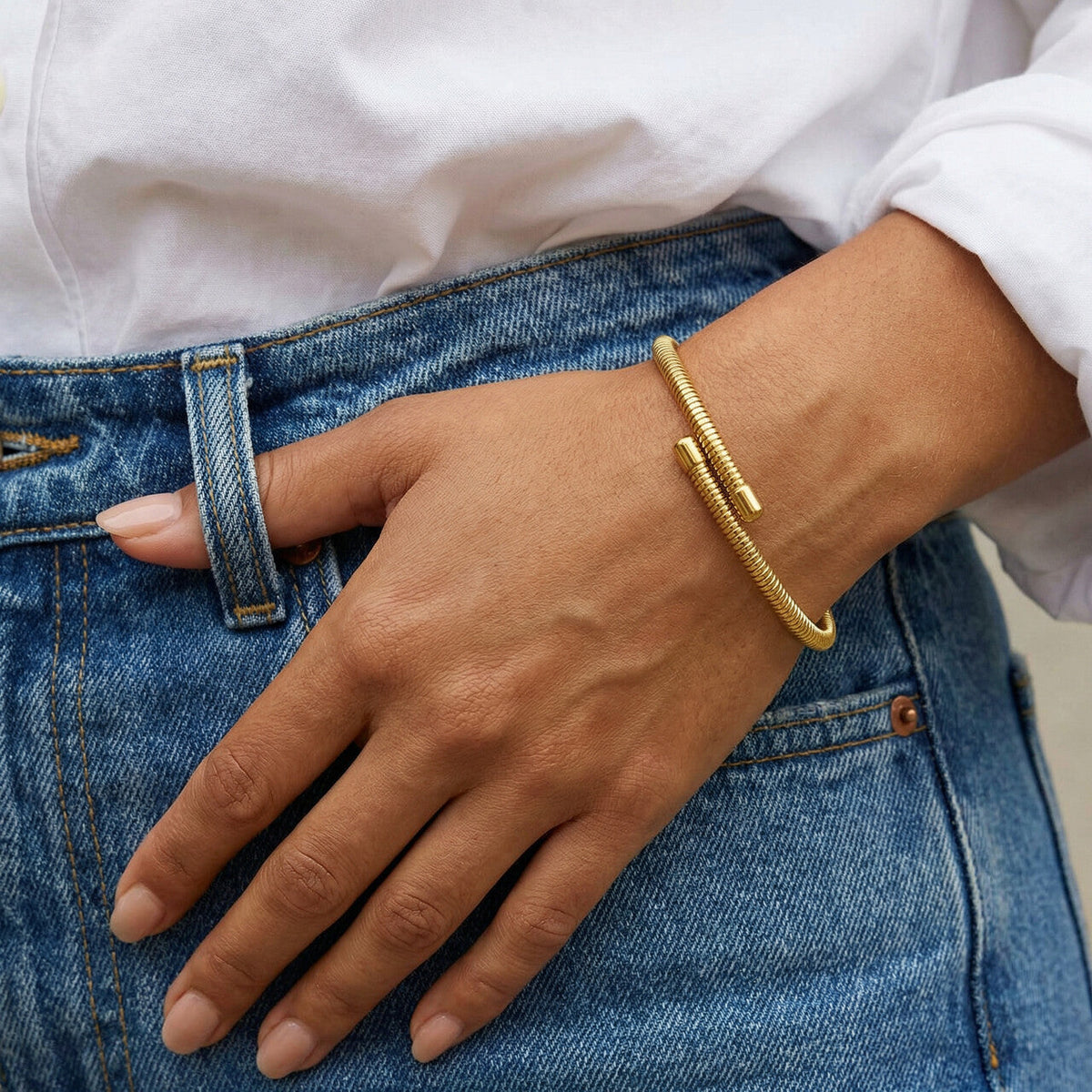 Stackable Wraparound Gold Bracelet