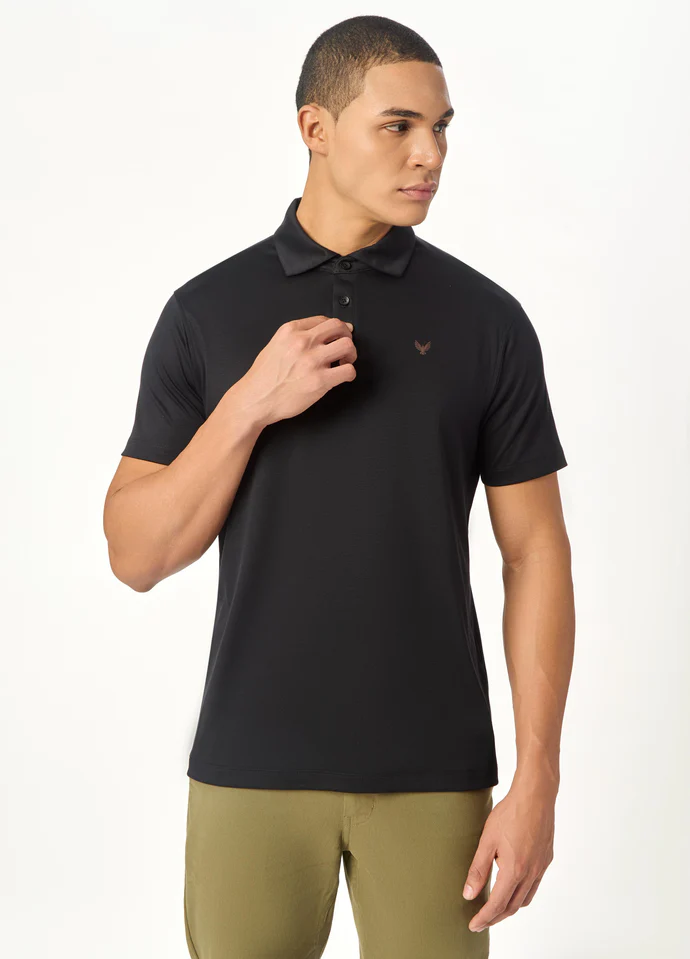 ARIN â€“ The Lucky Dove Black Polo-Lustra Cotton