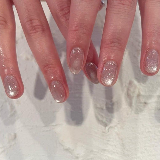 Ballerina Baby, Glitter with Nail Glue + Nail Glue Sticker | Short, Squoval Press on Nails | GushBeauty at Broadway