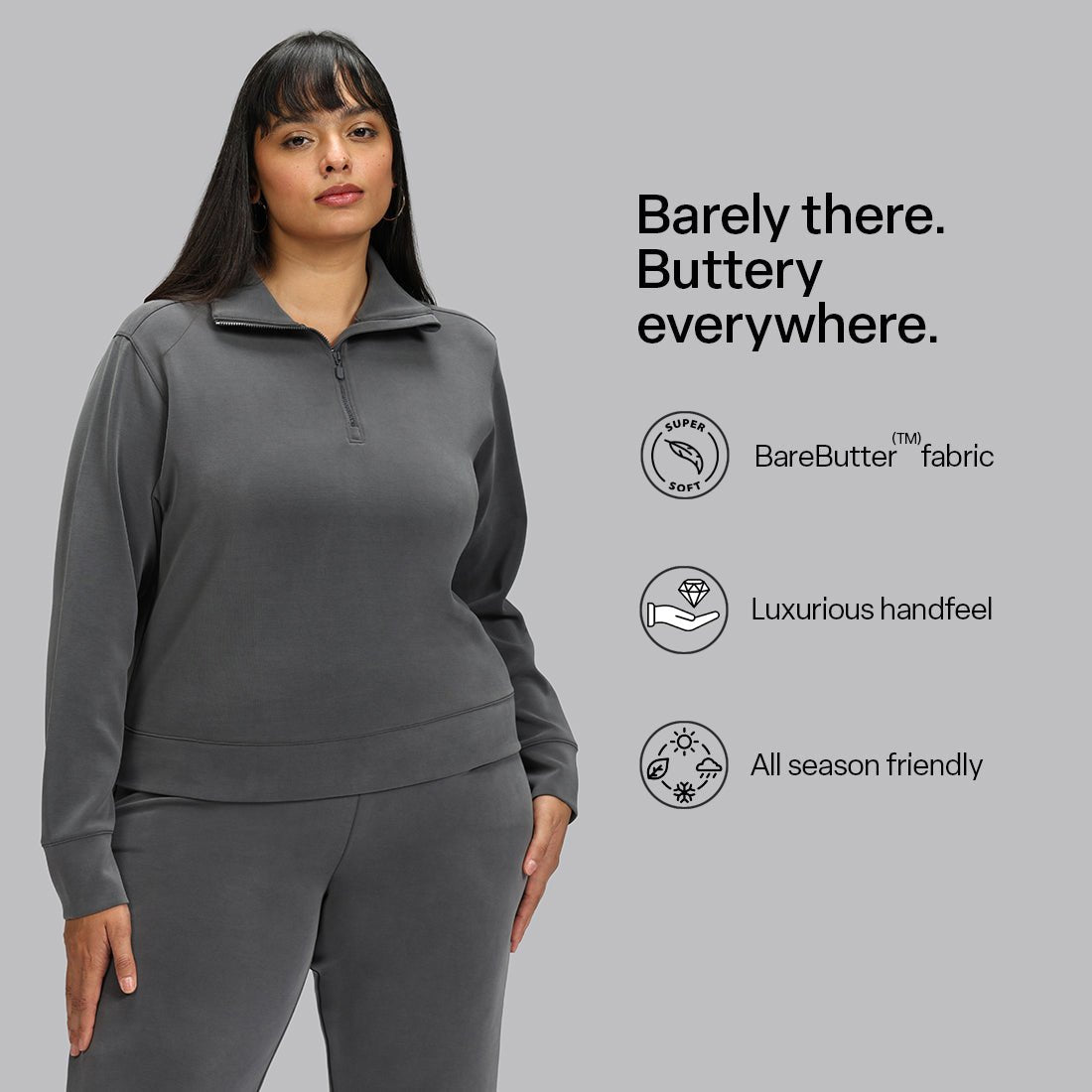BareButter Pullover With Zipper