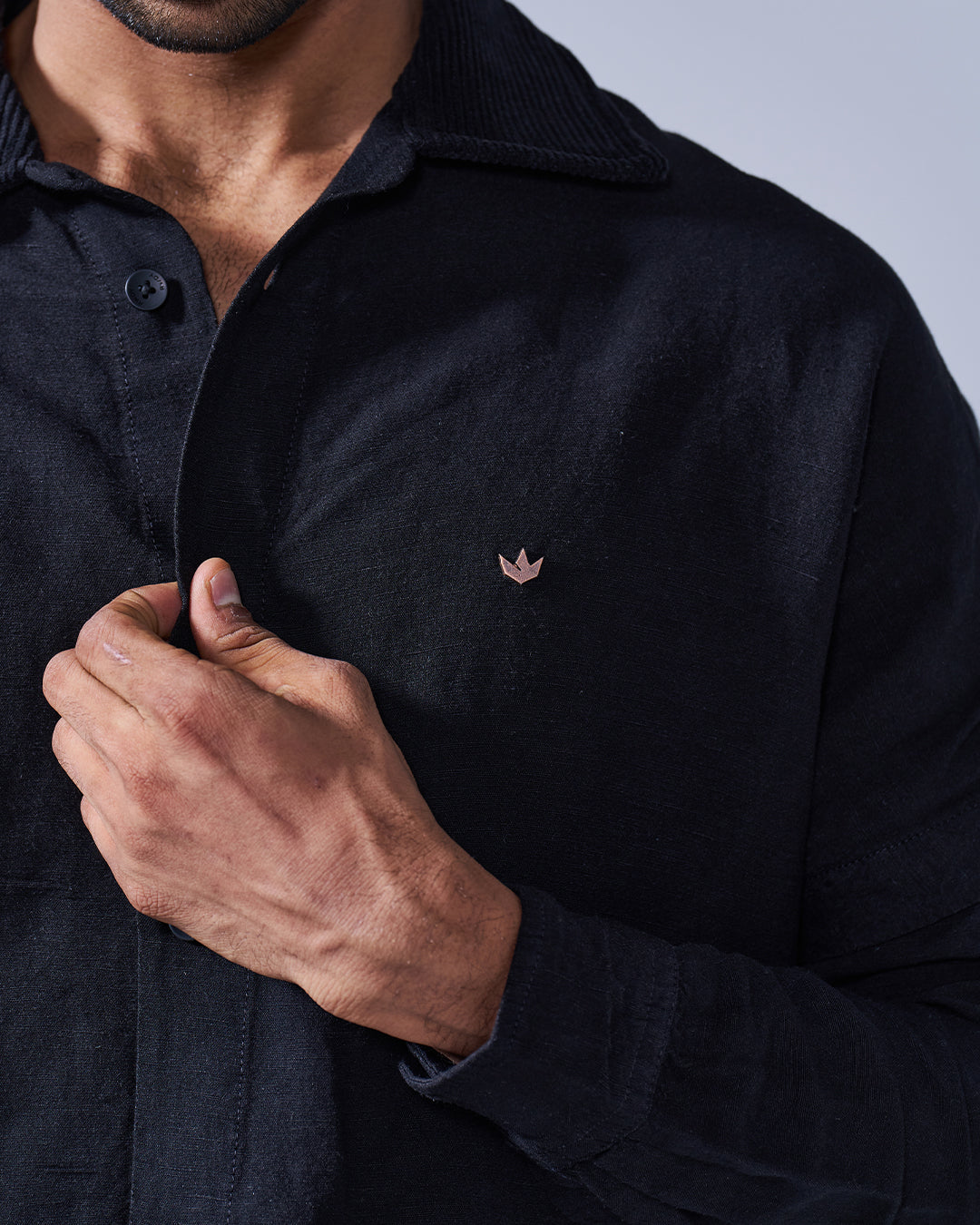 RWDY COLLAR KURTA | MATTE BLACK