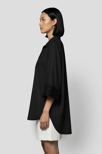 Black Embroidered Relaxed Shirt
