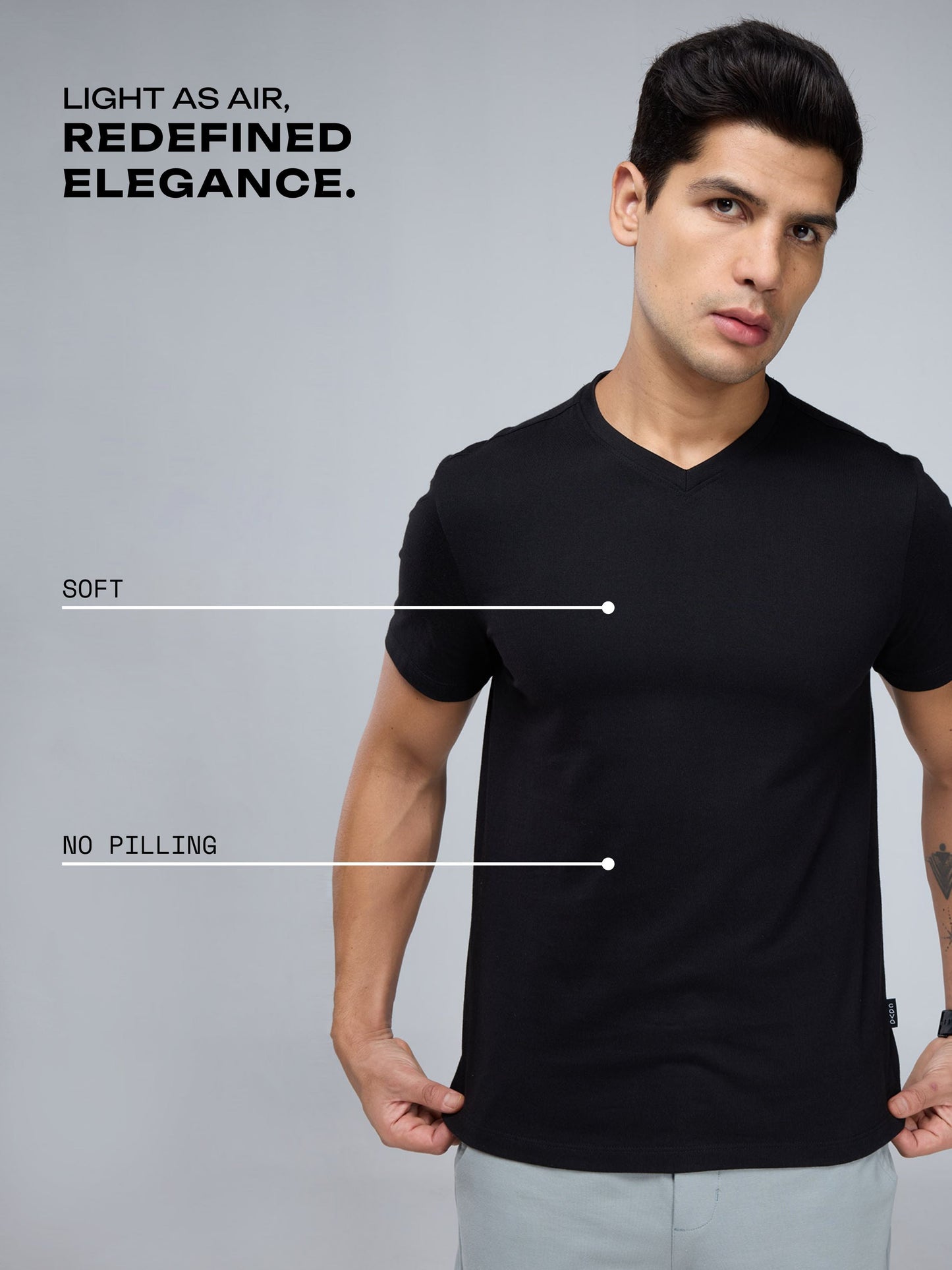Black Supima V Neck T-shirt - Regular Fit