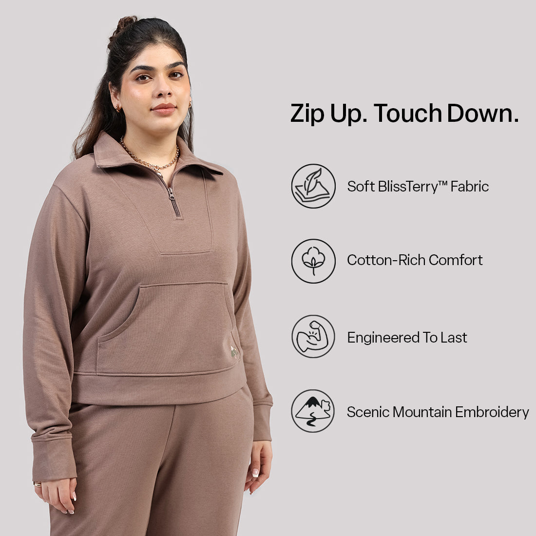 BlissTerry™ Cotton Pullover with Zipper