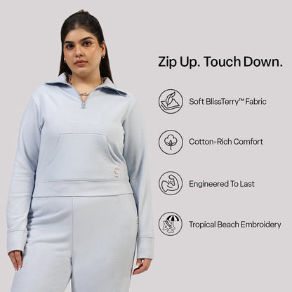 BlissTerry™ Cotton Pullover with Zipper