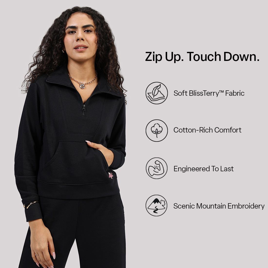 BlissTerry™ Cotton Pullover with Zipper