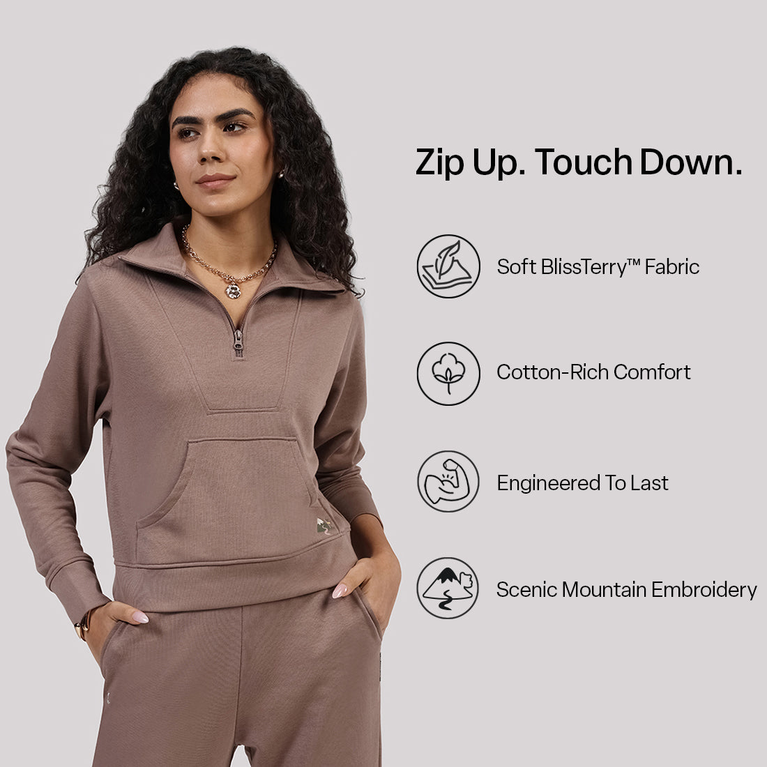 BlissTerry™ Cotton Pullover with Zipper