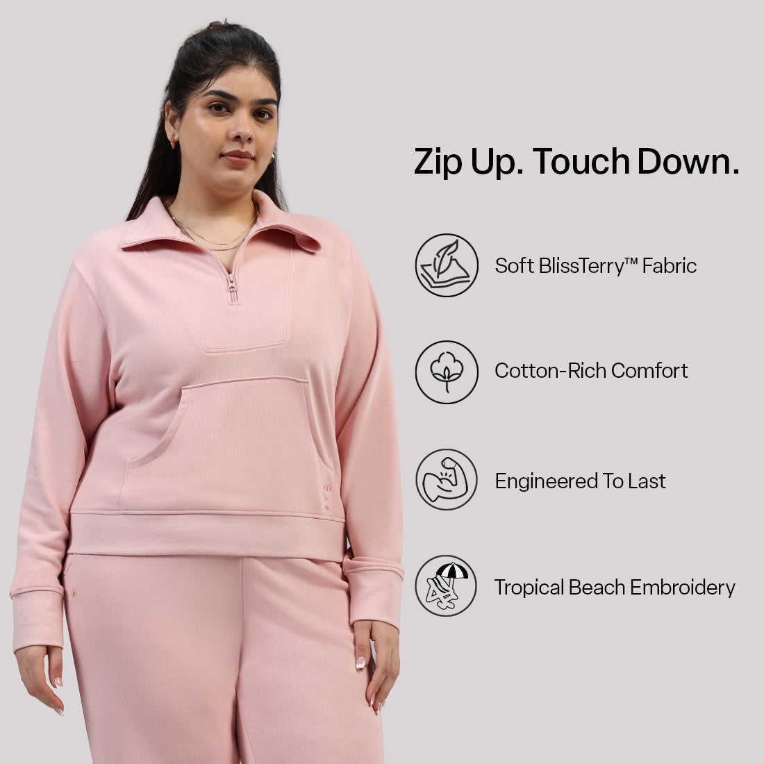 BlissTerry™ Cotton Pullover with Zipper