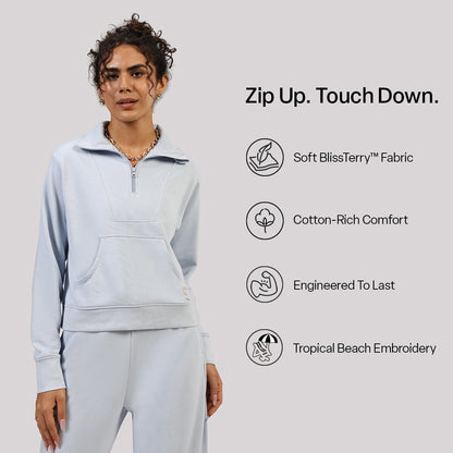 BlissTerry™ Cotton Pullover with Zipper