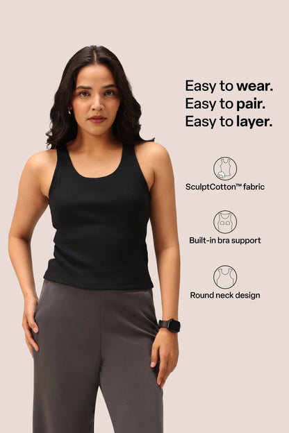 Blissentials Round Neck Built In Bra Top