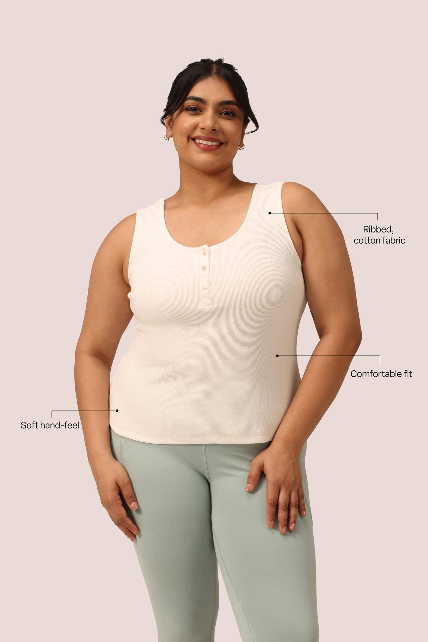 Blissentials Round Neck Henley Tank