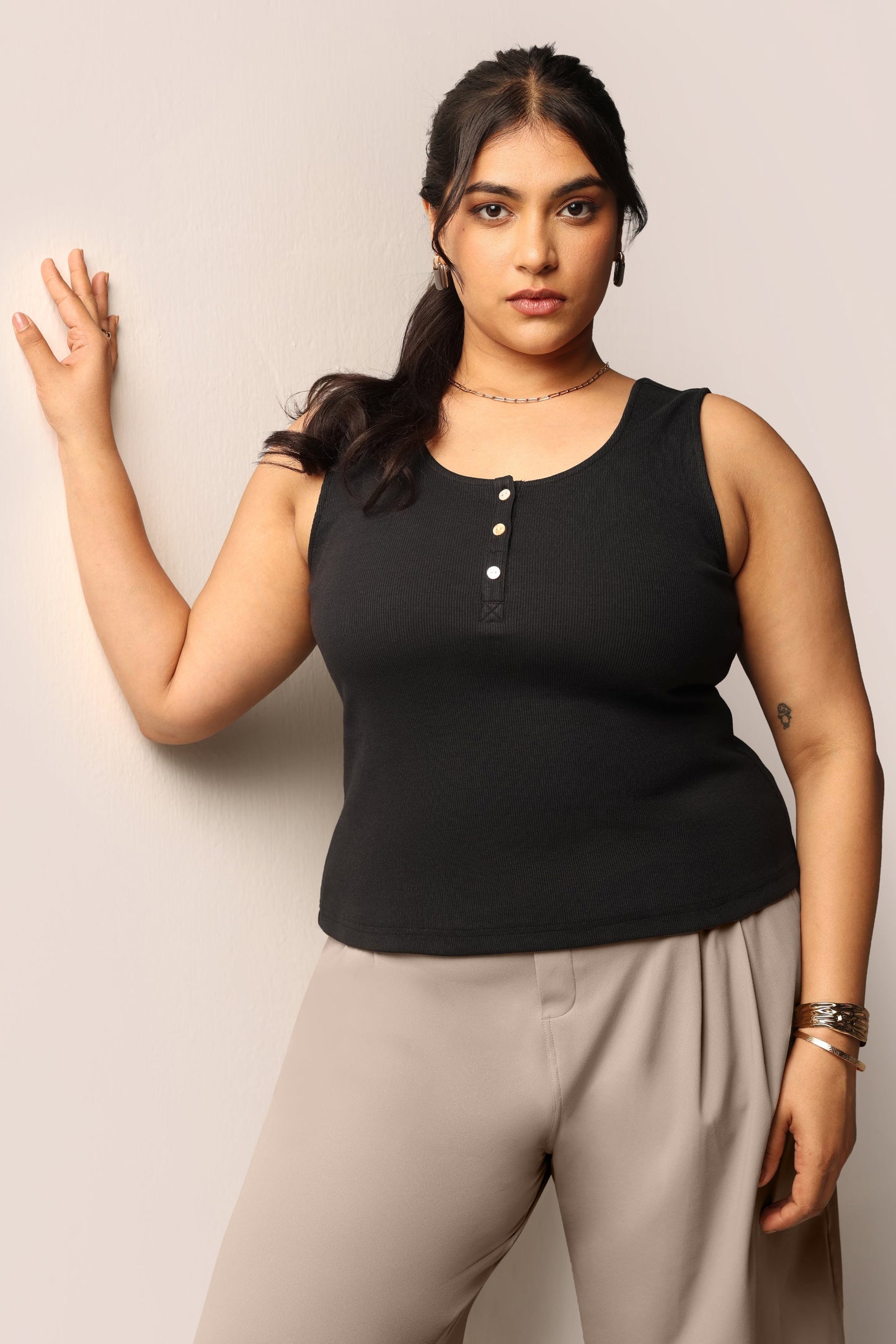 Blissentials Round Neck Henley Tank