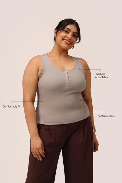 Blissentials Round Neck Henley Tank