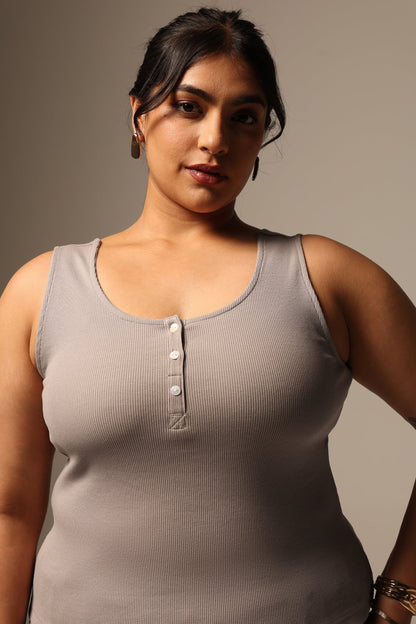 Blissentials Round Neck Henley Tank