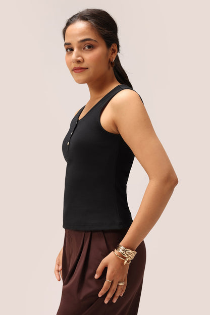 Blissentials Round Neck Henley Tank