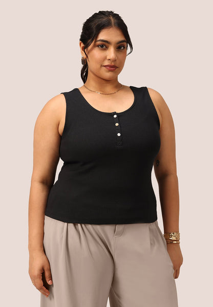 Blissentials Round Neck Henley Tank