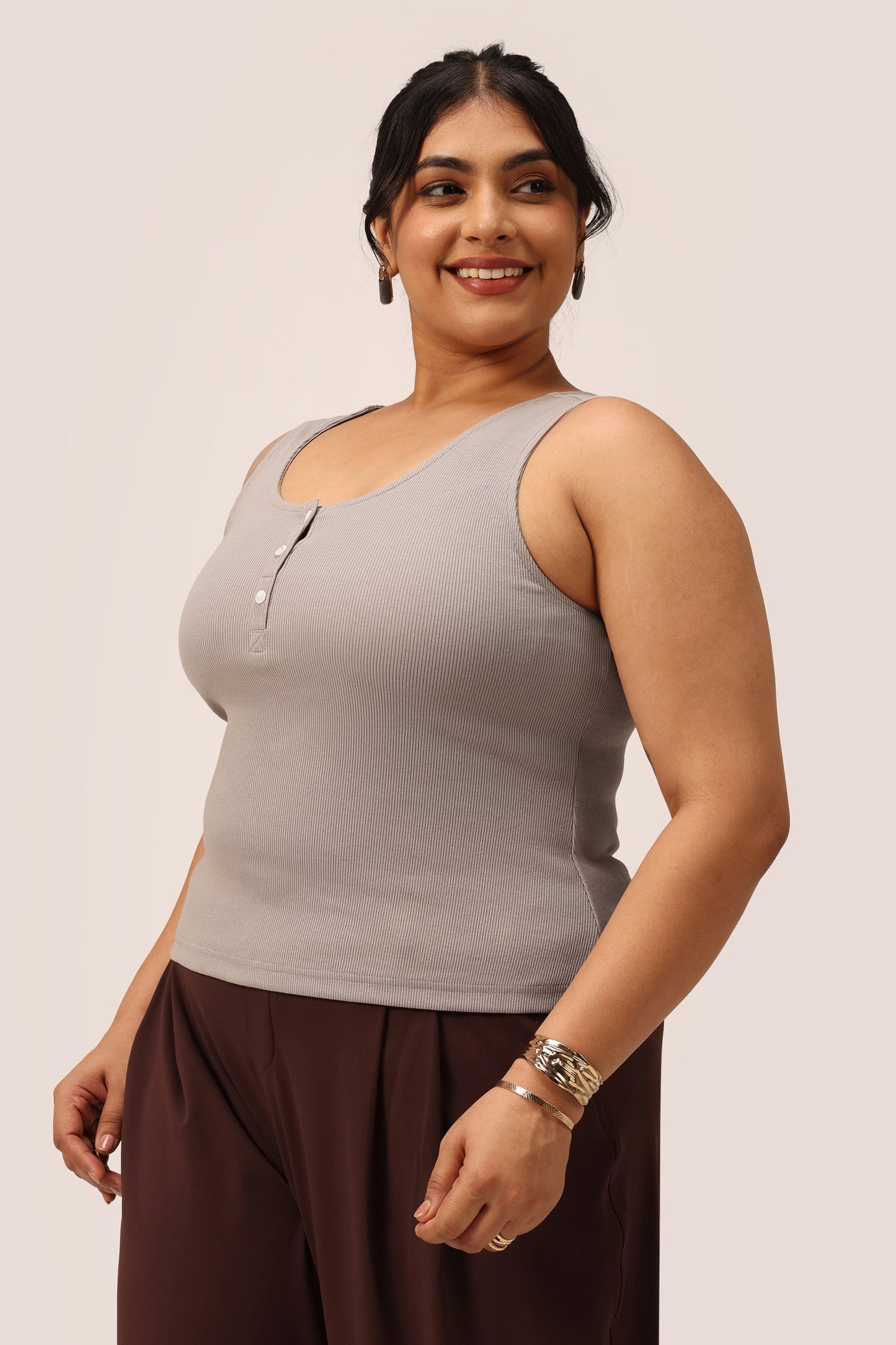 Blissentials Round Neck Henley Tank