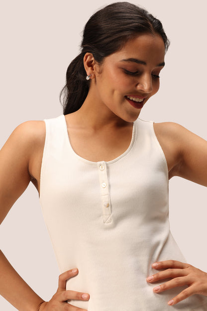 Blissentials Round Neck Henley Tank