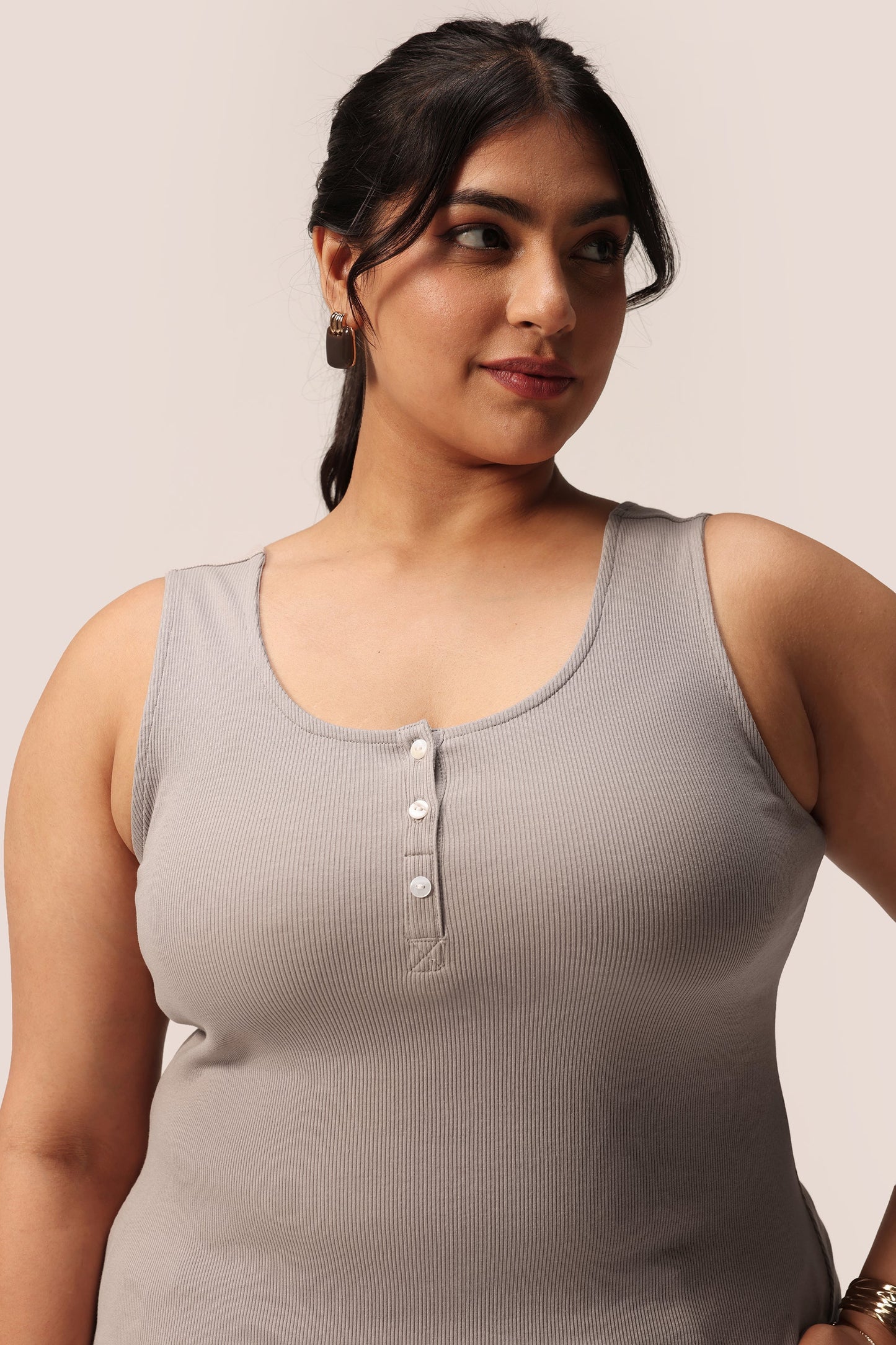 Blissentials Round Neck Henley Tank