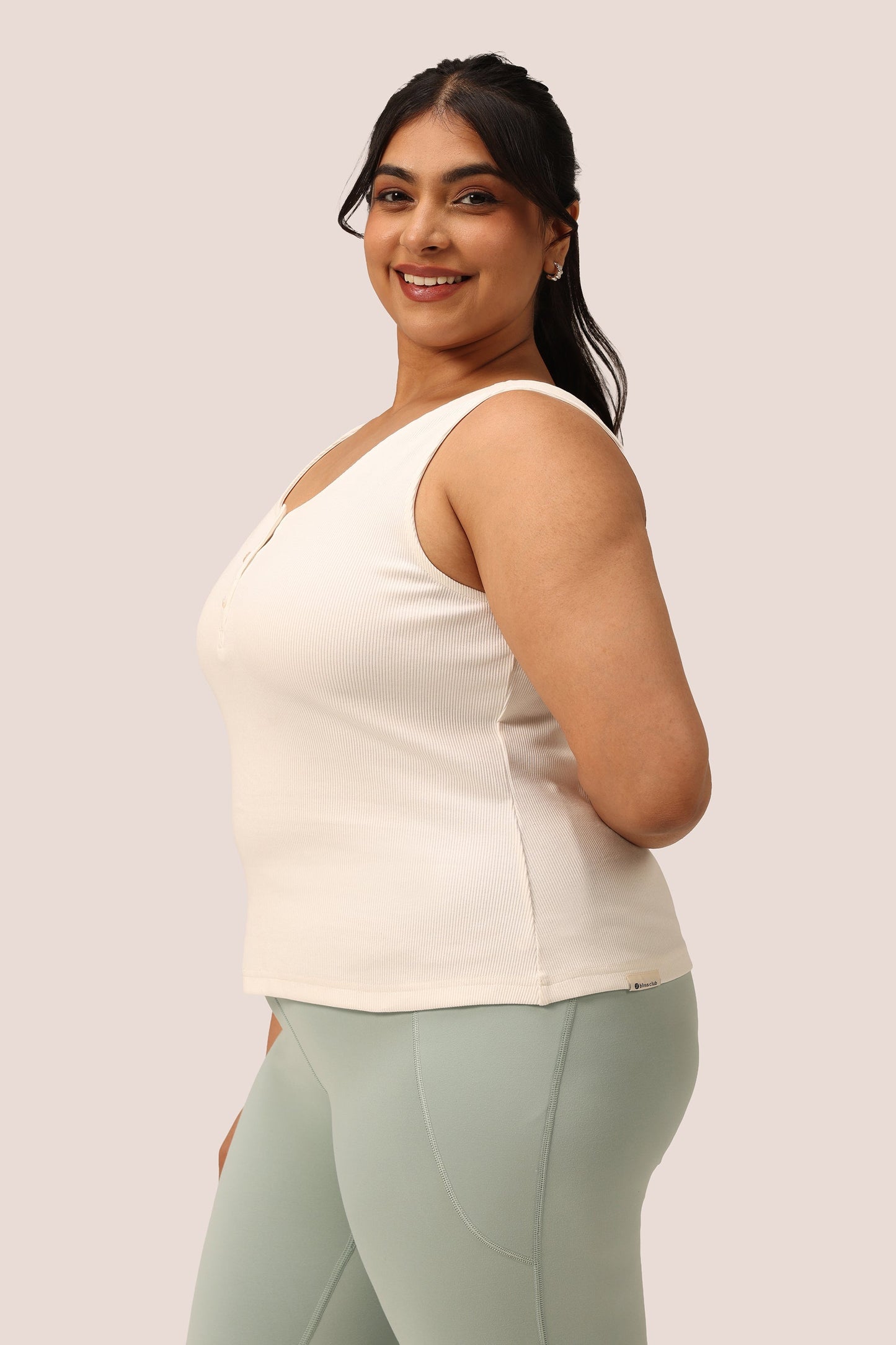 Blissentials Round Neck Henley Tank