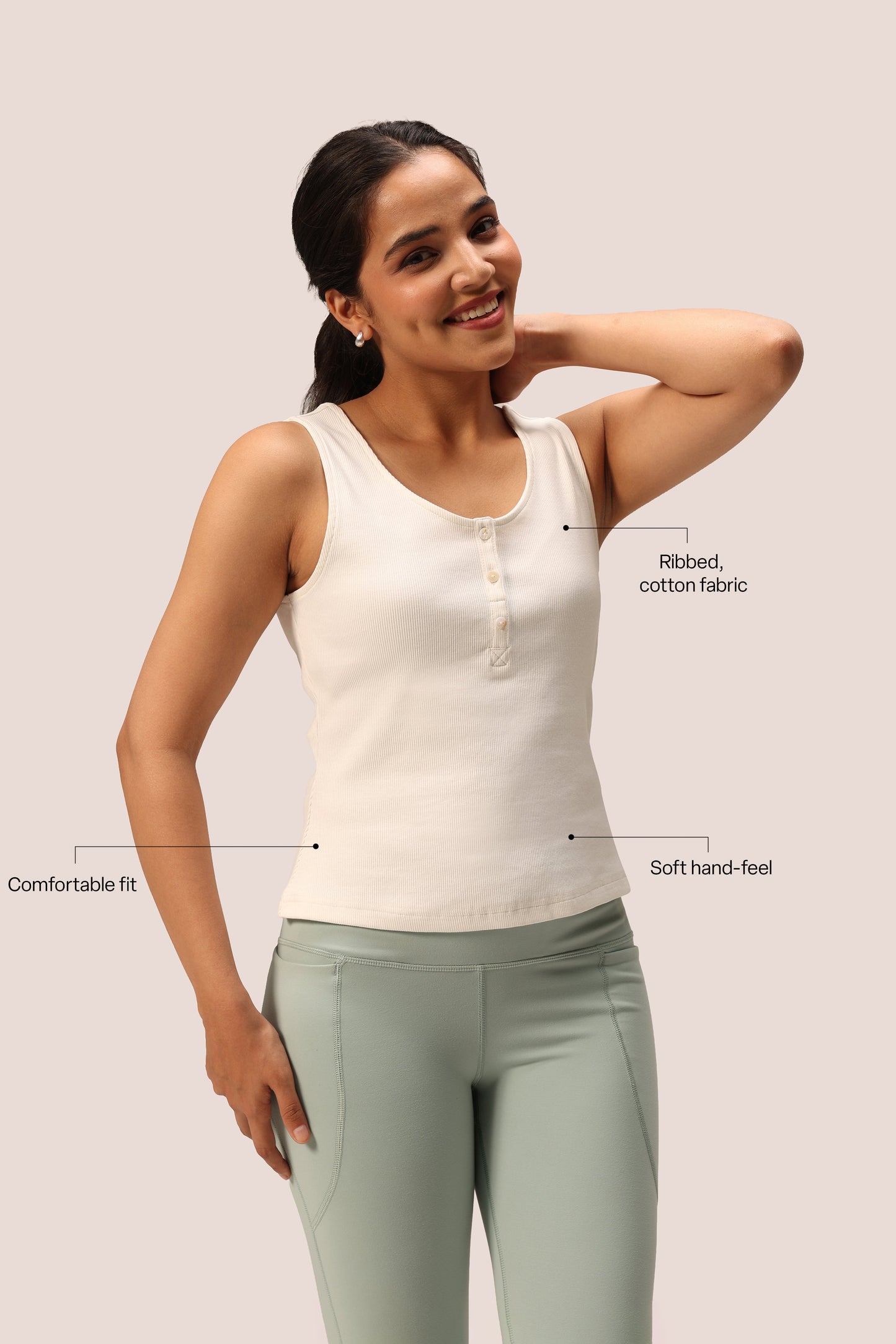 Blissentials Round Neck Henley Tank