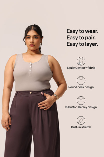Blissentials Round Neck Henley Tank