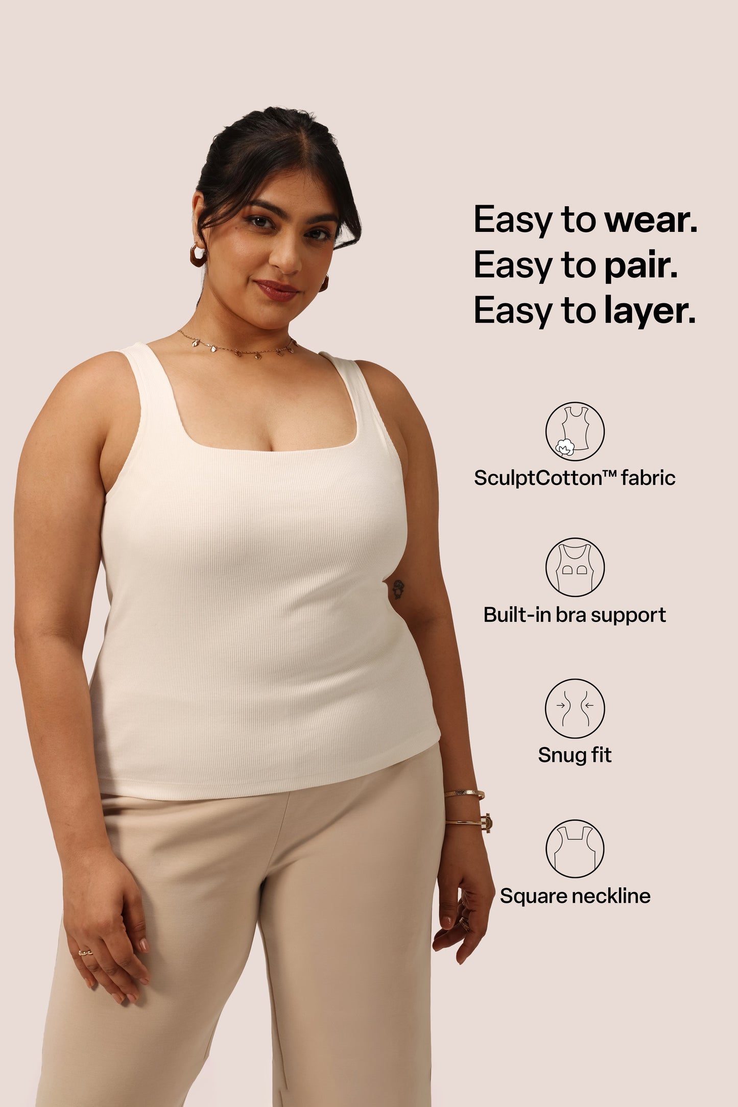 Blissentials Square Neck Built In Bra Top