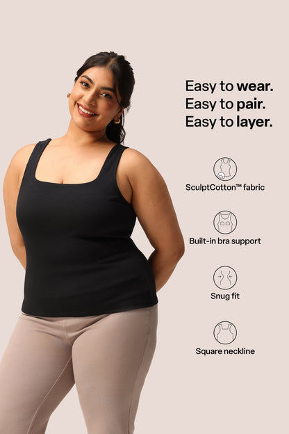 Blissentials Square Neck Built In Bra Top