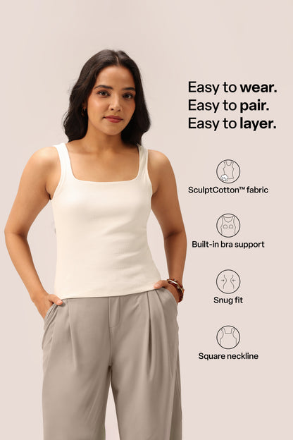 Blissentials Square Neck Built In Bra Top