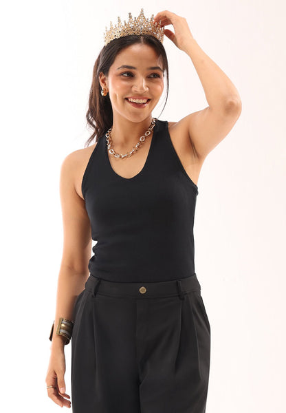 Blissentials V- Neck Racerback Built In Bra Top