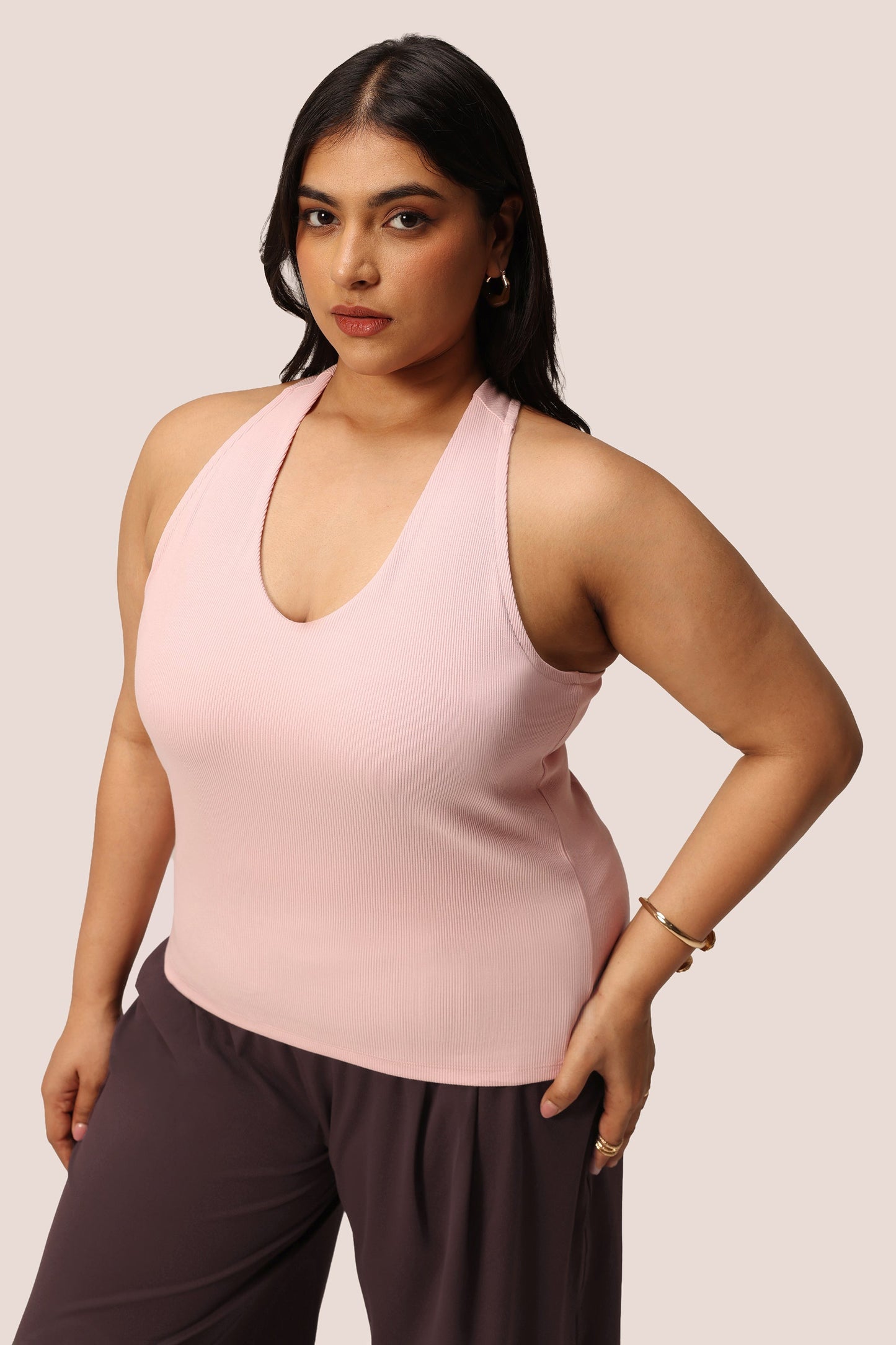 Blissentials V- Neck Racerback Built In Bra Top