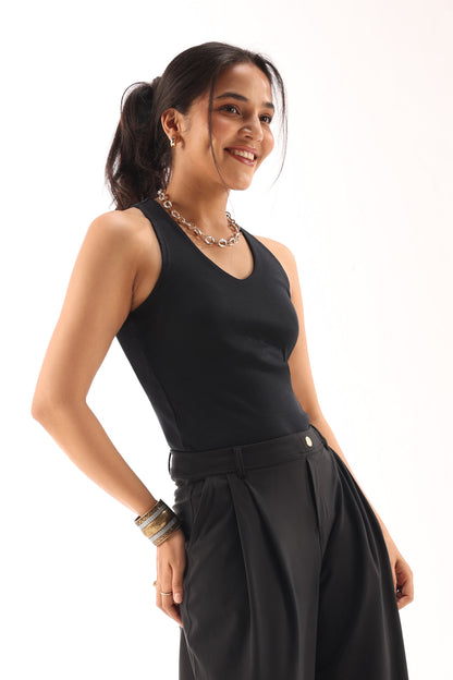 Blissentials V- Neck Racerback Built In Bra Top