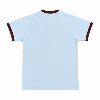 Ringer Raglan Tee - Powder Blue/ Coffee Bean