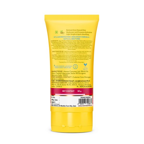 Mama Earth ME Beetroot Hydraful Sunscreen | Mamaearth at Broadway