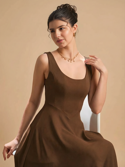 Stretchable Corset Fit & Flare Midi Dress