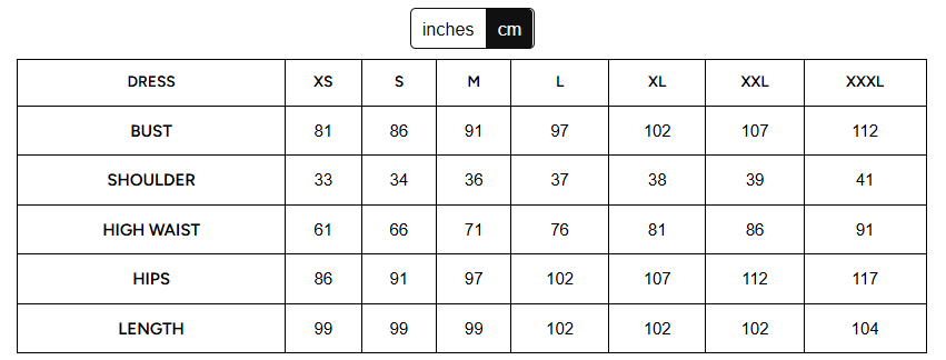 Size Chart for Brown Front Button-Down Maxi Dress