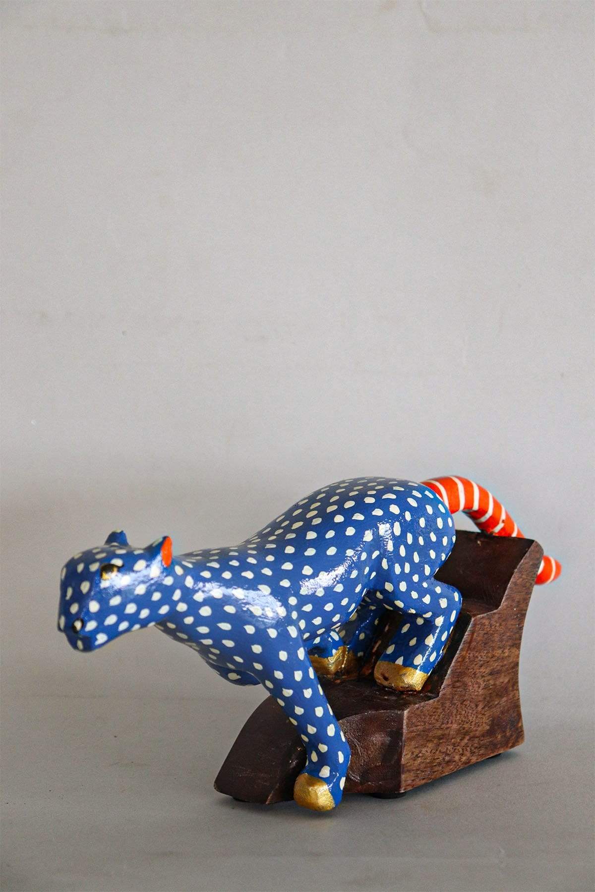 Blue Panther Hand Painted Animal Figurine