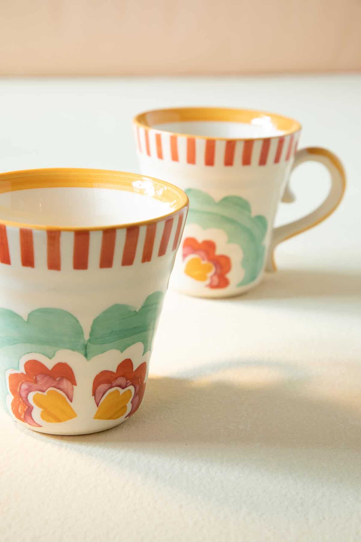 Gypsy Rose Ceramic Ribbed Coffee Mug (Set Of 2)