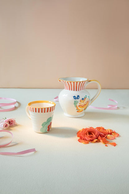 Gypsy Rose Ceramic Ribbed Coffee Mug (Set Of 2)