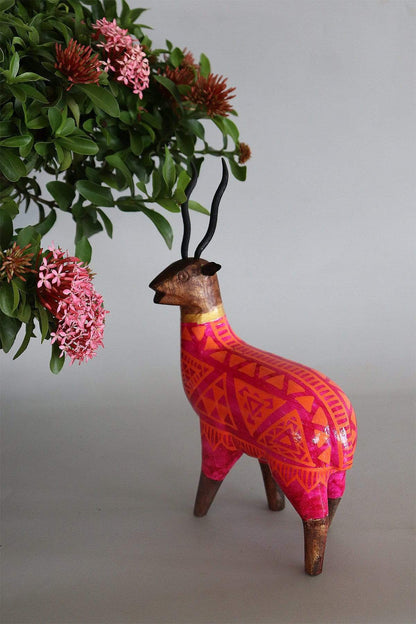 Dancing Deer Hand Painted Animal Figurine