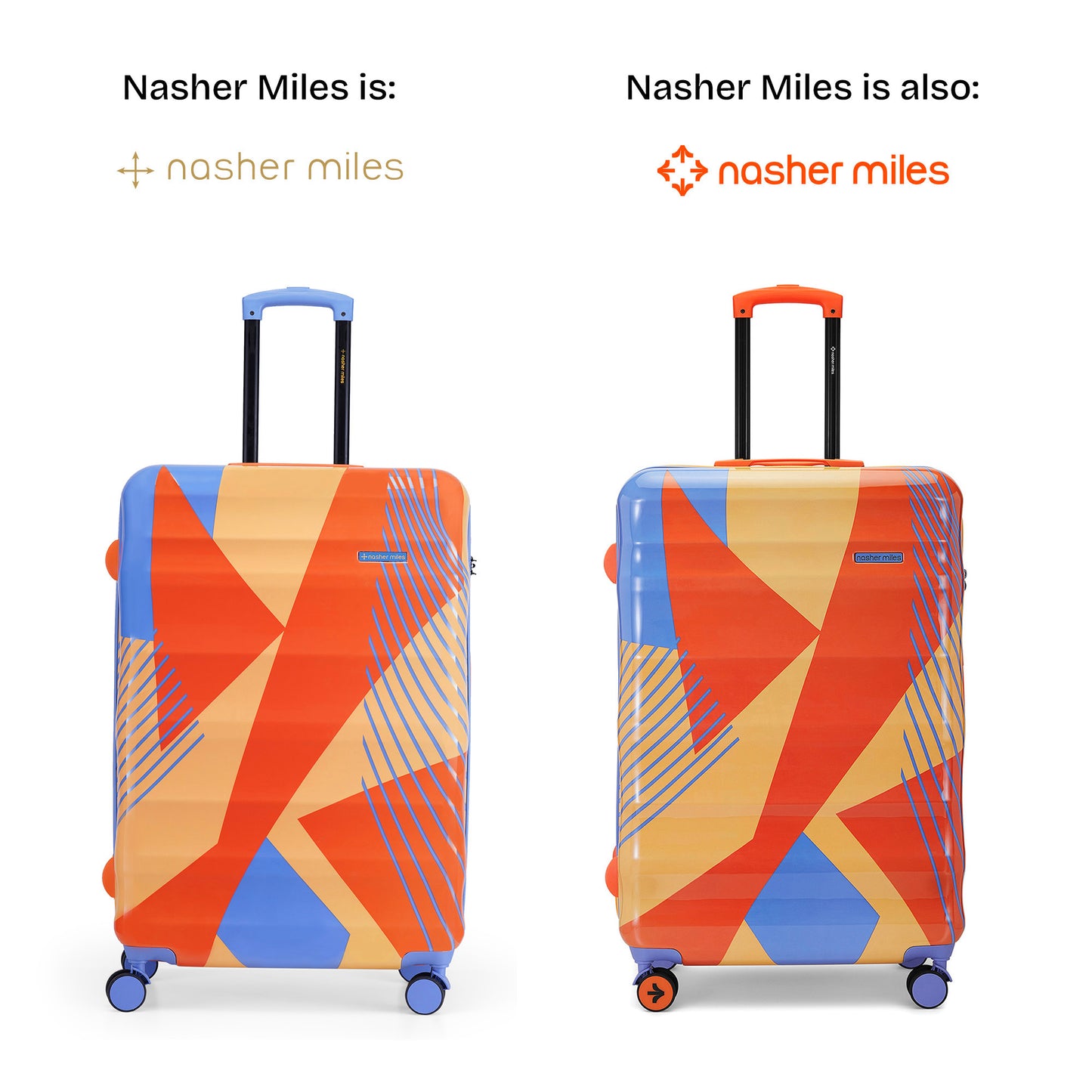 Nasher Miles Chicago Hard-Sided Polycarbonate Printed Check-in Luggage Orange Blue 24 inch (65) Trolley Bag