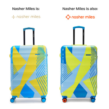Nasher Miles Chicago Hard-Sided Polycarbonate Printed Check-in Luggage Lemon Teal 28 inch (75) Trolley Bag