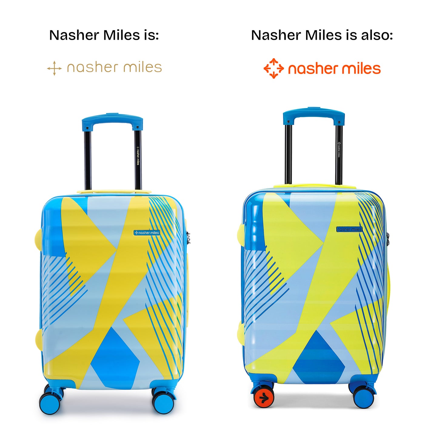 Nasher Miles Chicago Hard-Sided Polycarbonate Printed Cabin Luggage Lemon Teal 20 inch (55) Trolley Bag