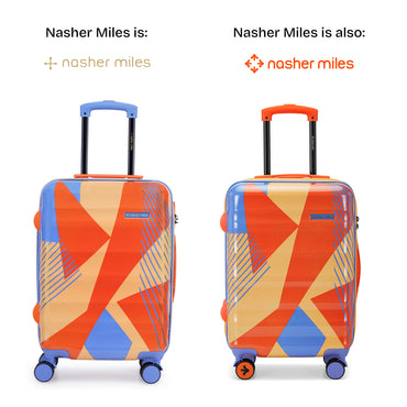 Nasher Miles Chicago Hard-Sided Polycarbonate Printed Cabin Luggage Orange Blue 20 inch (55) Trolley Bag