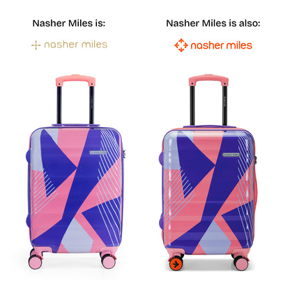 Nasher Miles Chicago Hard-Sided Polycarbonate Printed Cabin Luggage Pink Grey 20 inch (55) Trolley Bag