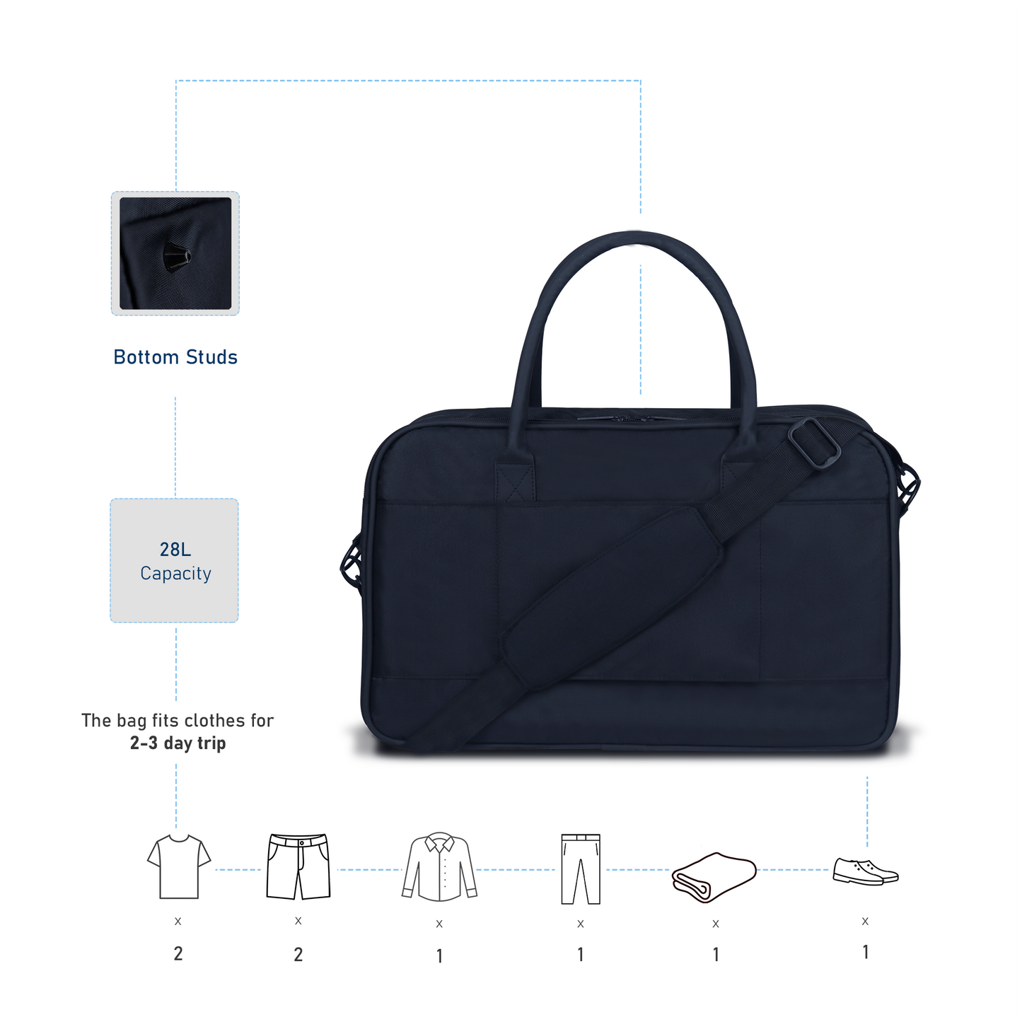 Carriall Black Tech Duffle bag With 15.6 Laptop Compartment