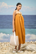 Caramel Premium Giza Cotton Pleated Sleeveless Dress